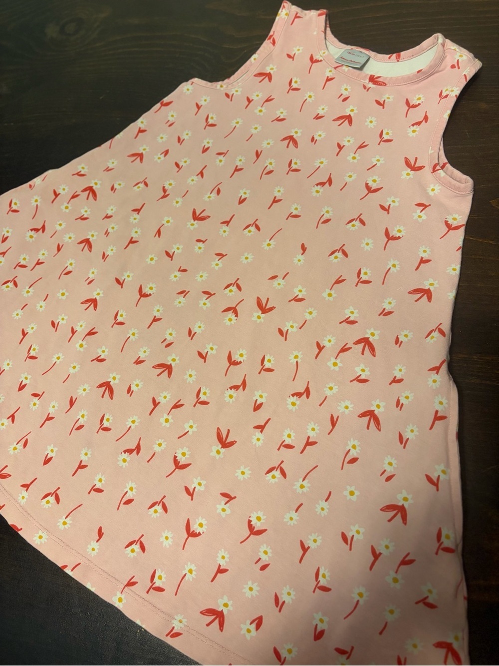 Hanna Andersson Pink Floral Knit Tank Dress size 6 with Pockets